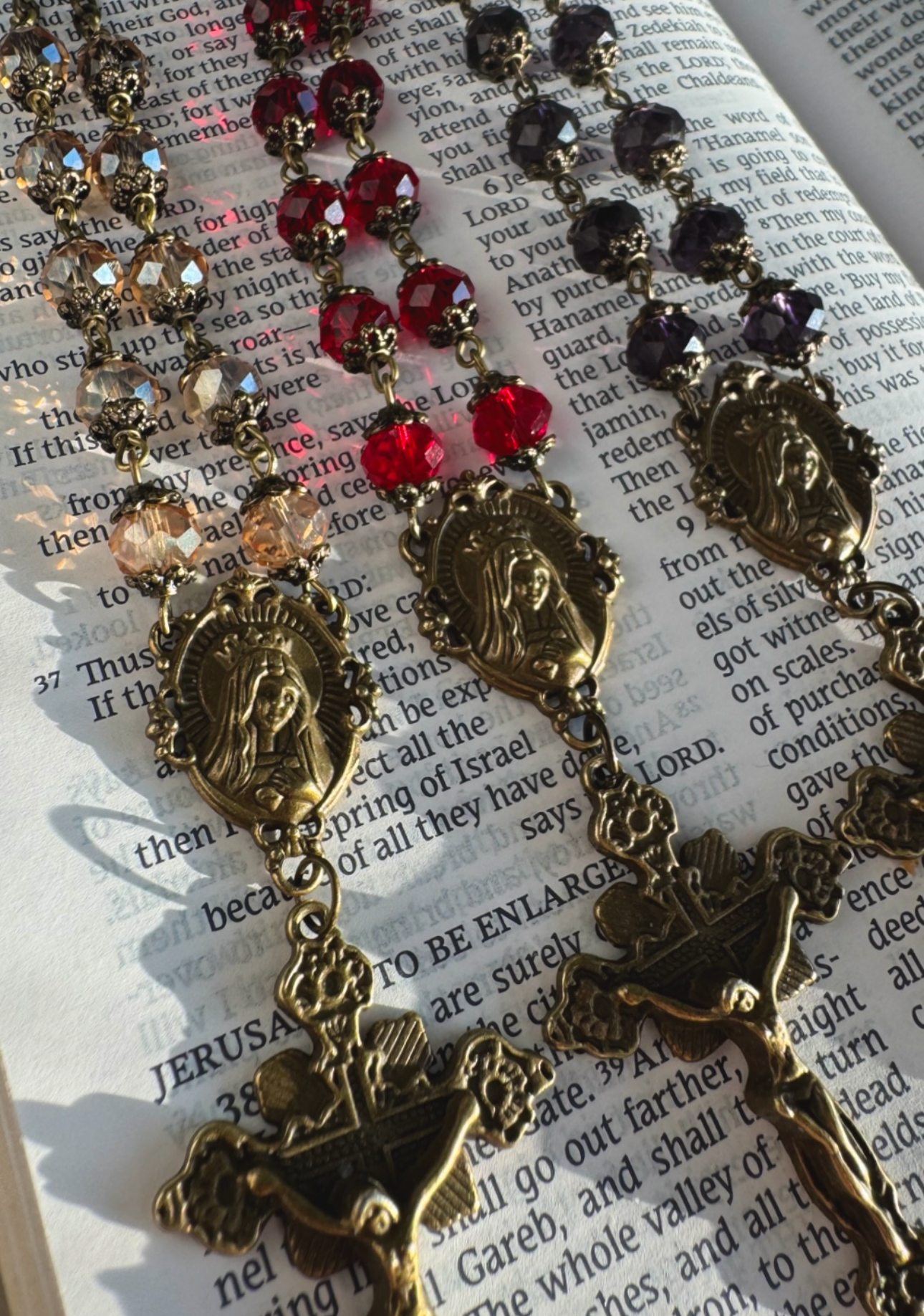 Vintage Catholic Car Rosary | Handmade Rearview Mirror Rosary